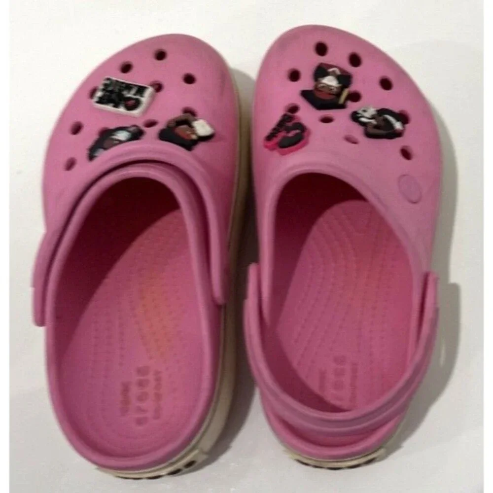 Crocs Kids Pink Classic Clogs Crocband with Jibbitz Girls Size J3